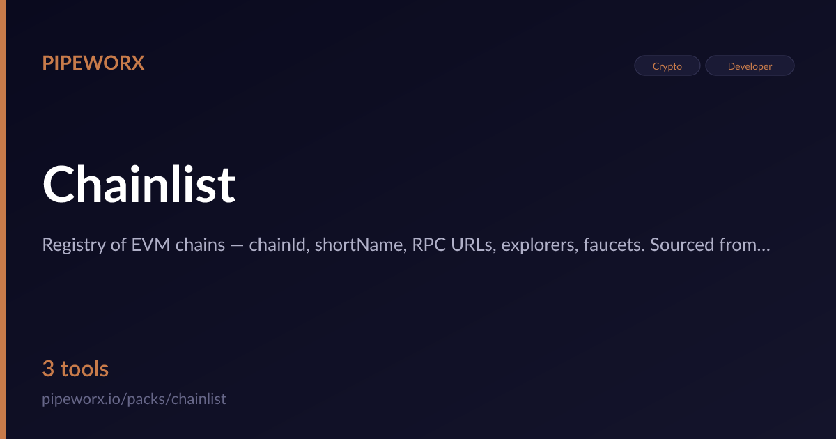 Chainlist MCP Server — Pipeworx