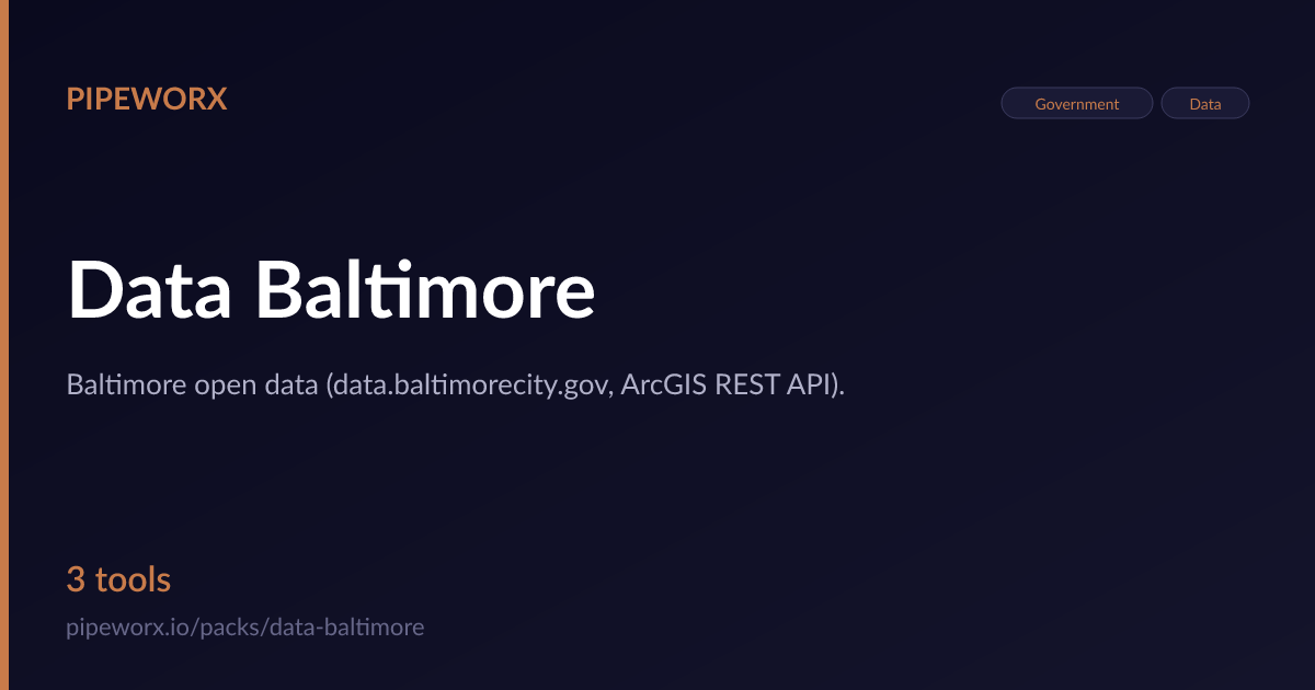 Data Baltimore MCP Server — Pipeworx