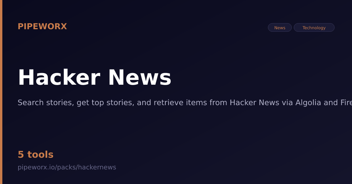 Hacker News MCP Server — Pipeworx
