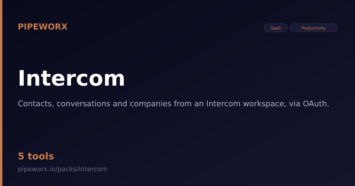 Intercom Email Intercom MCP Server — Pipeworx