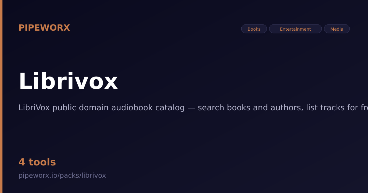 Librivox MCP Server — Pipeworx