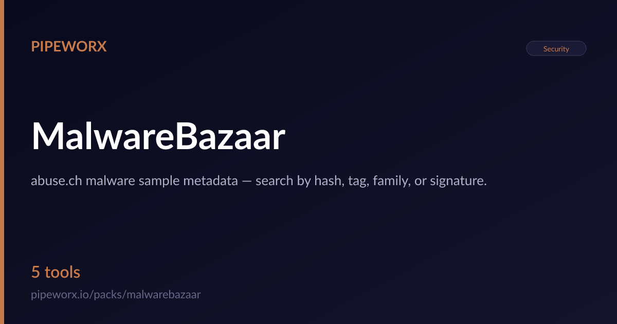 MalwareBazaar MCP Server — Pipeworx