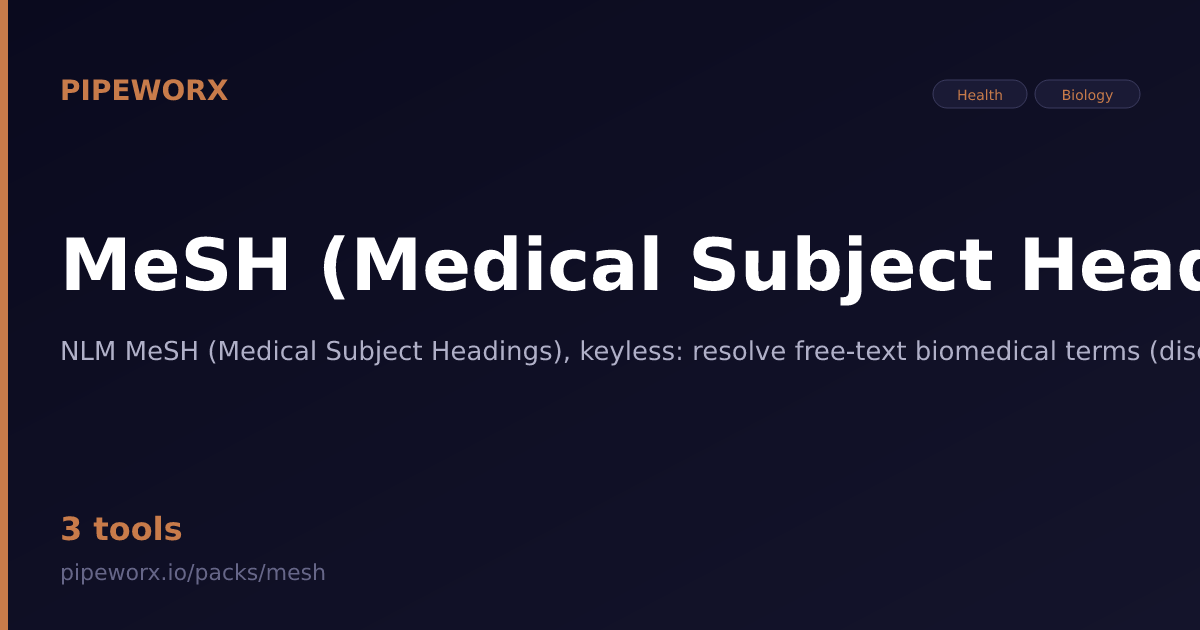 MeSH (Medical Subject Headings) MCP Server — Pipeworx
