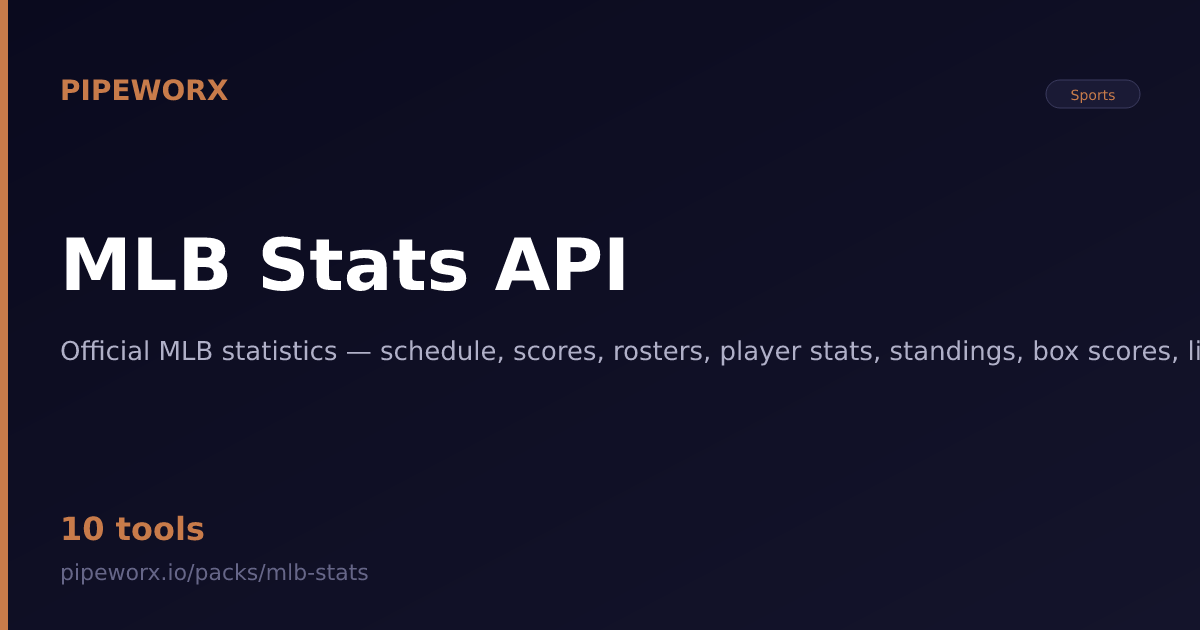MLB Stats API MCP Server — Pipeworx
