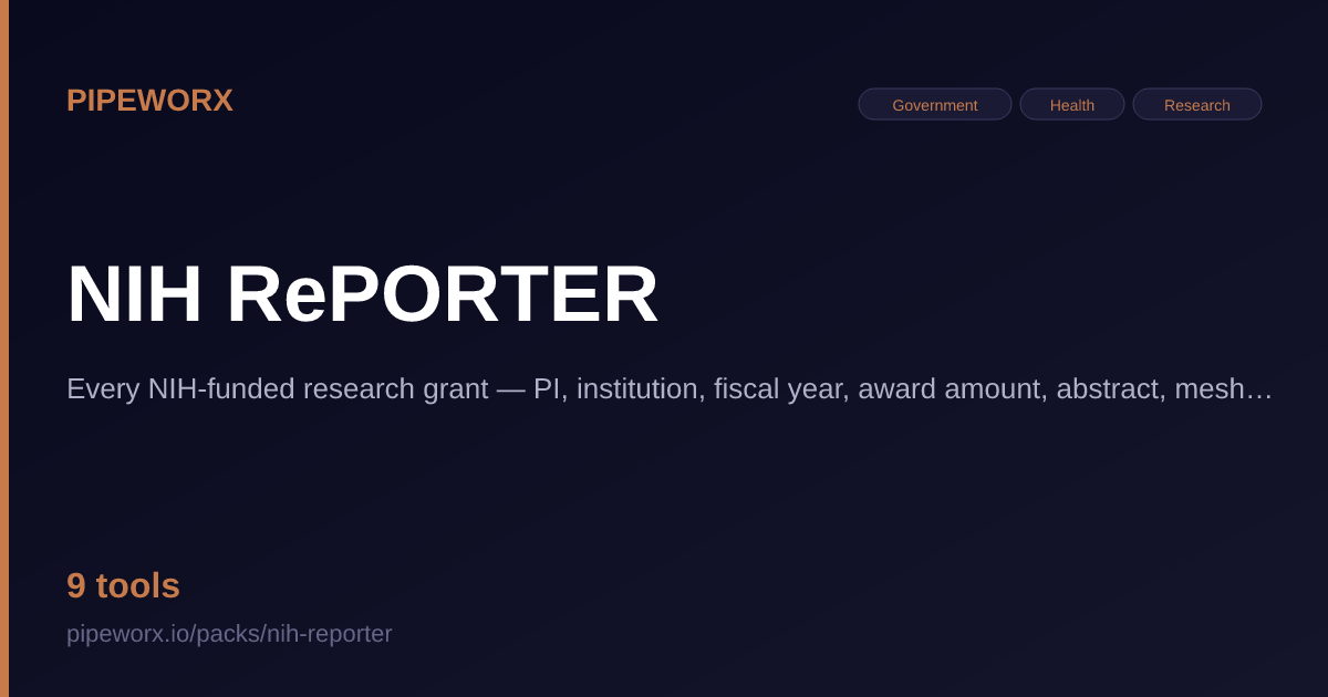 nih-reporter — Pipeworx MCP Server