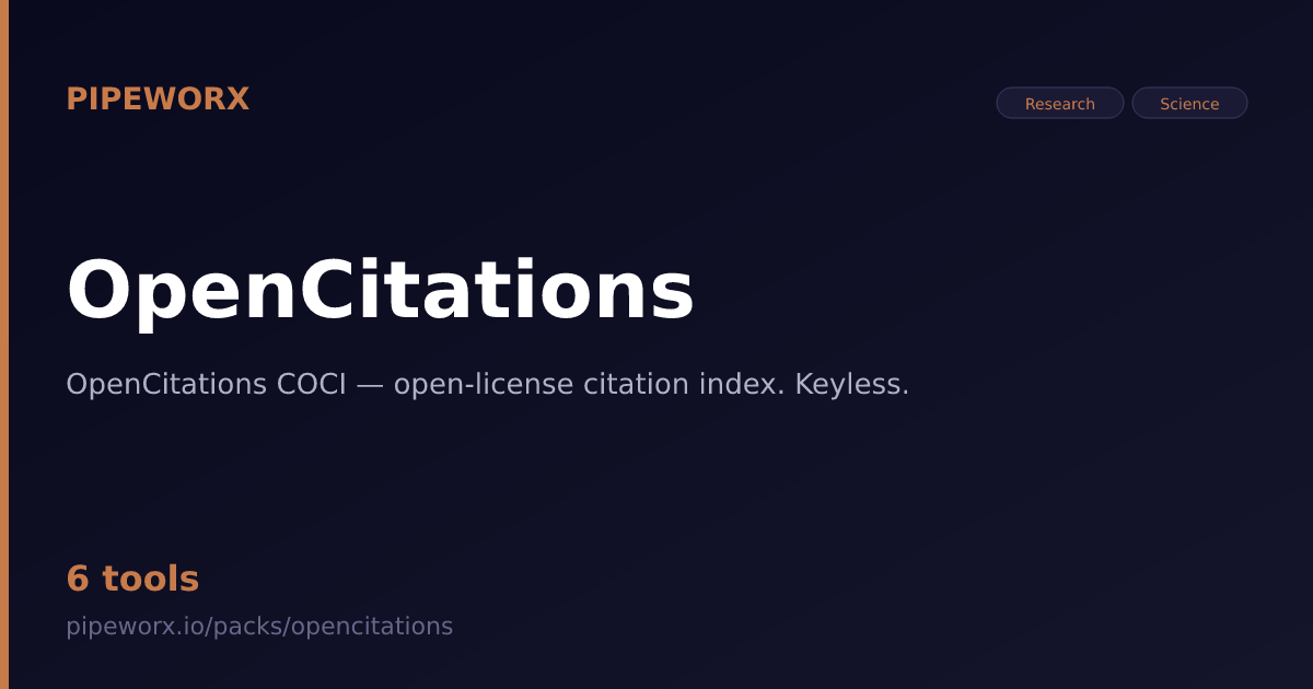 Open Citations OpenCitations MCP Server — Pipeworx