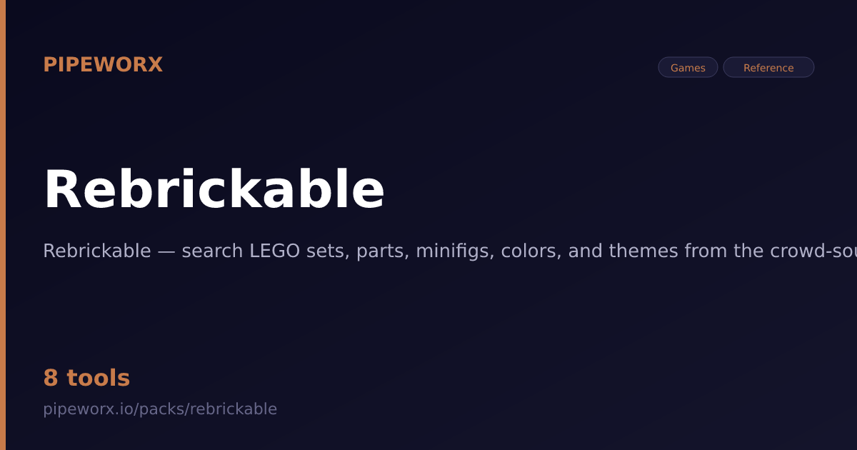 Rebrickable MCP Server — Pipeworx