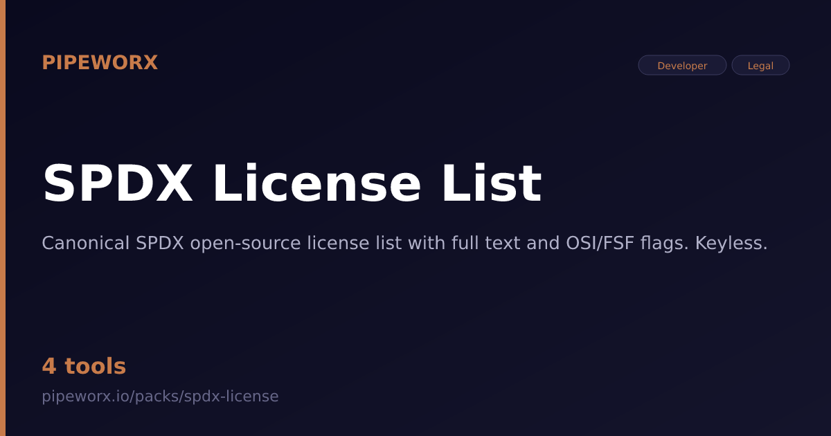 SPDX License List MCP Server — Pipeworx