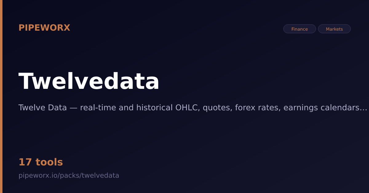 real-time data with websocket | twelvedata... Twelvedata MCP Server — Pipeworx